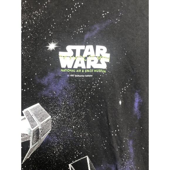 Vtg 90s Star Wars T Shirt Mens XL Death Star Millennium Falcon AOP USA - Picture 3 of 14